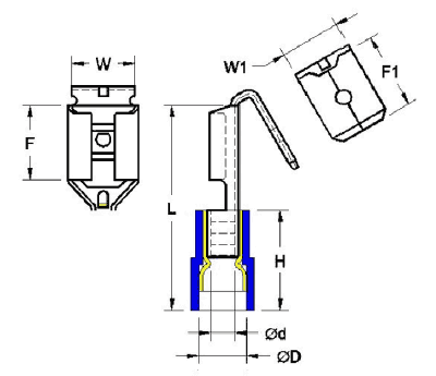 Nylon Insulated Piggy Back Disconnect(Double Crimp)