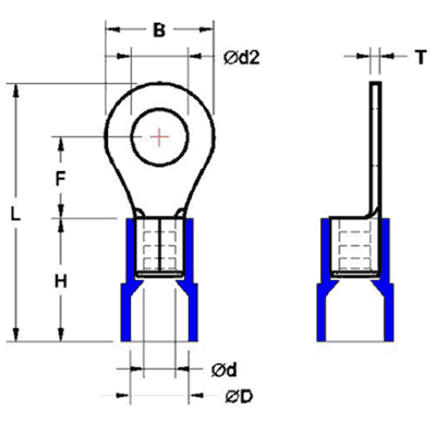 Nylon Insulated DIN46237 Ring Terminals(Easy Entry)