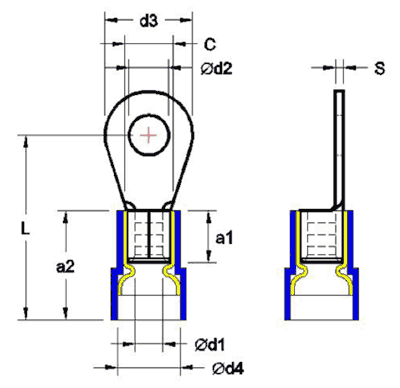 Nylon Insulated DIN46237 Ring Terminals(Double Crimp)