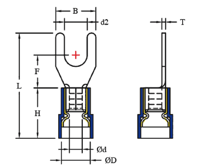 Nylon Insulated Fork Terminals(Double Crimp)